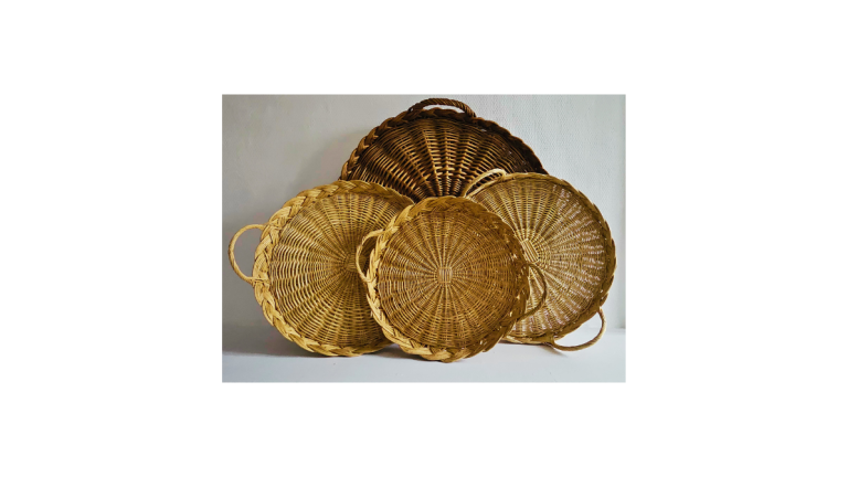 Plateau osier ancien – décoration rustique chic pour réception