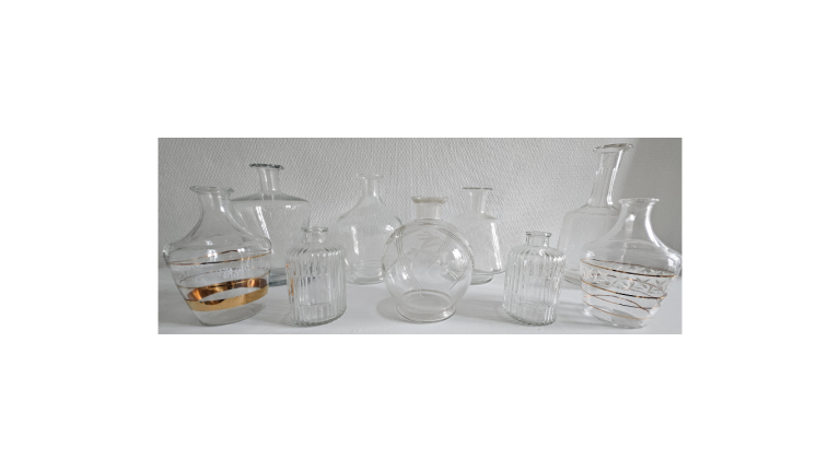 Vase vintage verre texturé – décoration florale rétro chic